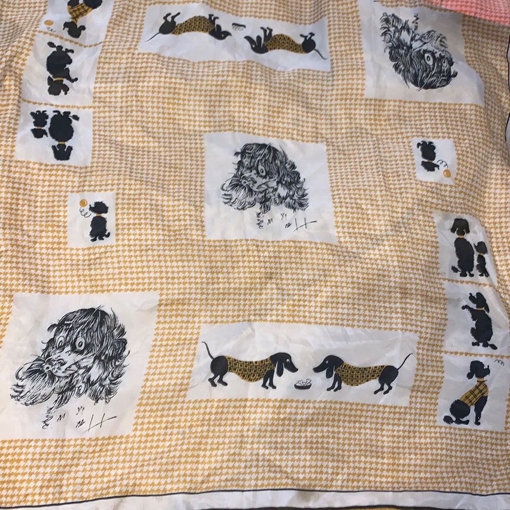 Vintage Herringbone DACHSHUND/Poodle Scarf